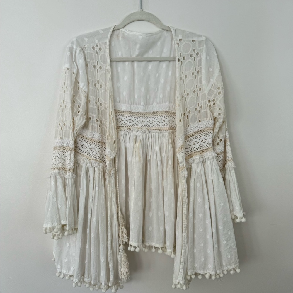 Bohemian Cream Lace Beach Coverup